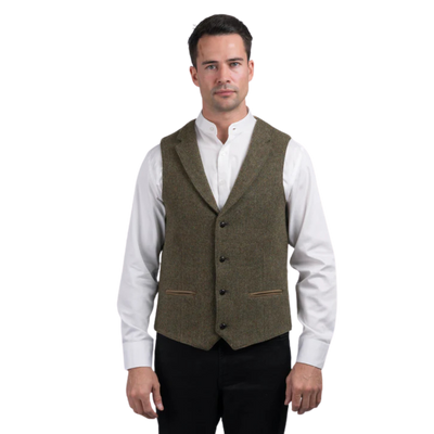 Irish Tweed Waistcoat - Moss Green