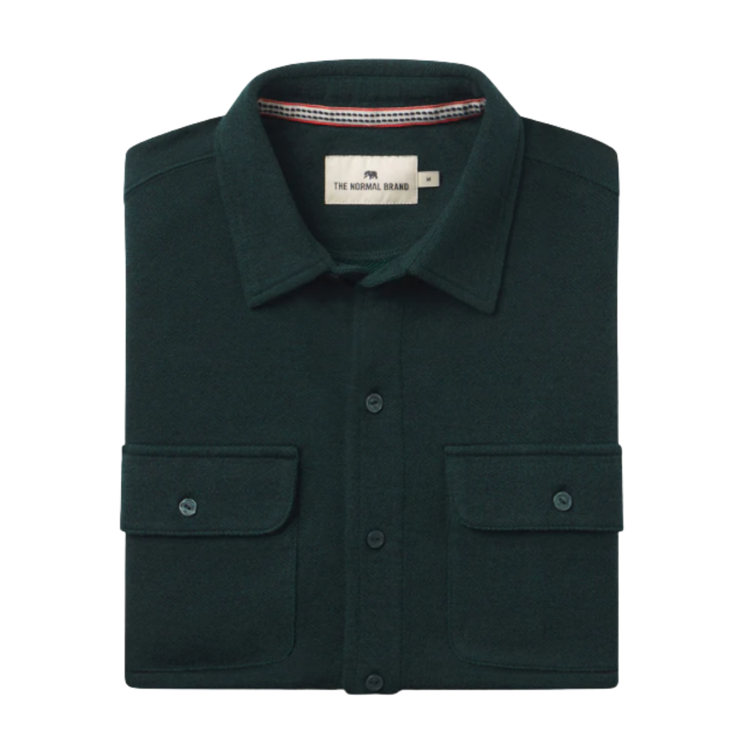 Textured Knit Button Down - Emerald
