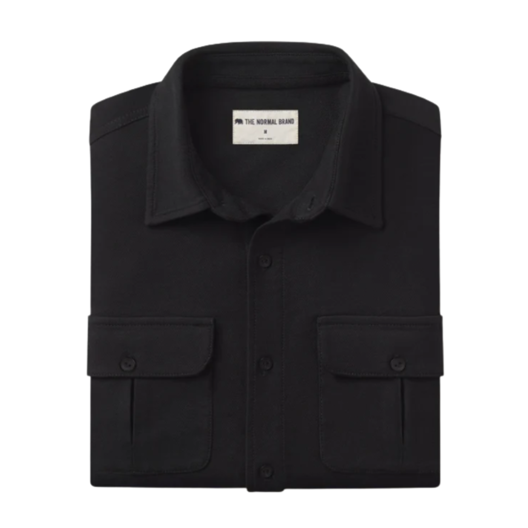 Comfort Terry Shirt Jacket - Black