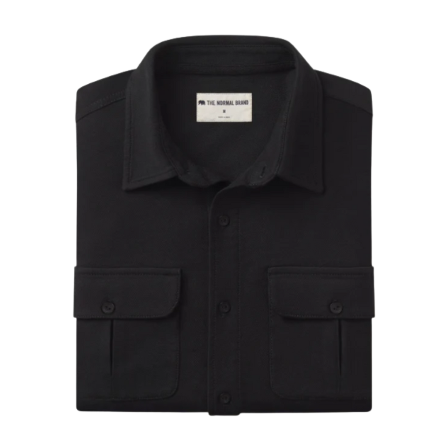 Comfort Terry Shirt Jacket - Black