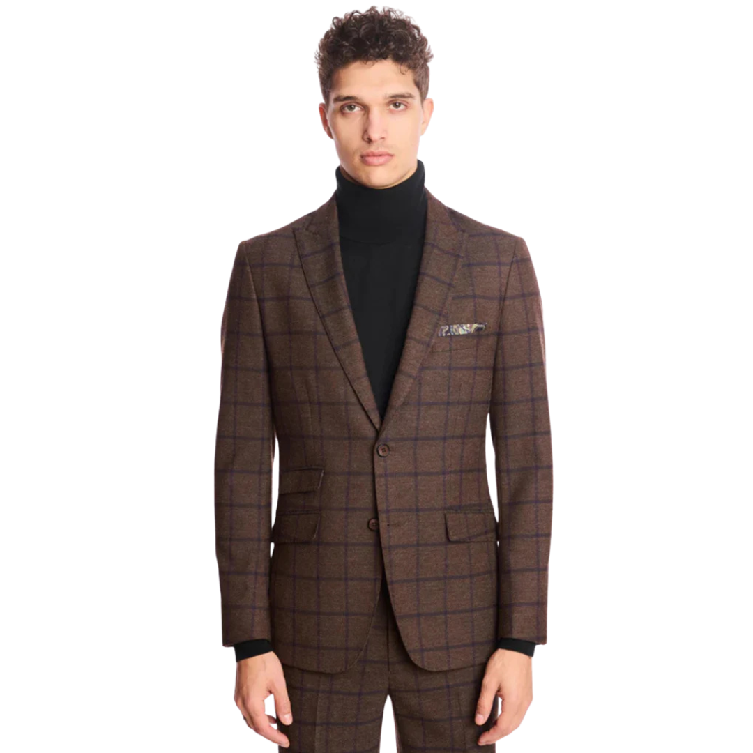 Ashton Peak Jacket - Slim - Brown & Violet Windowpane