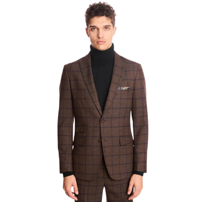 Ashton Peak Jacket - Slim - Brown & Violet Windowpane