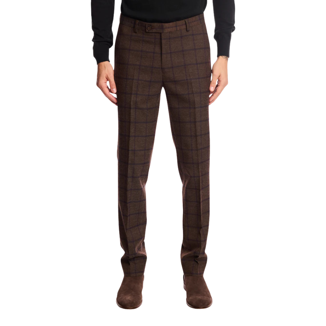 Downing Pants - Brown & Violet Windowpane