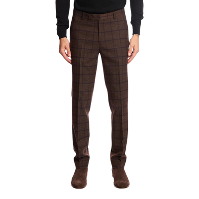 Downing Pants - Brown & Violet Windowpane
