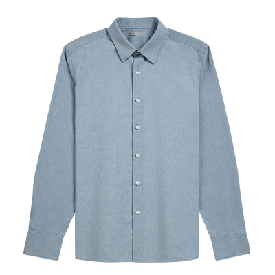 Arik Houndstooth Shirt - Mid Blue & Bright White
