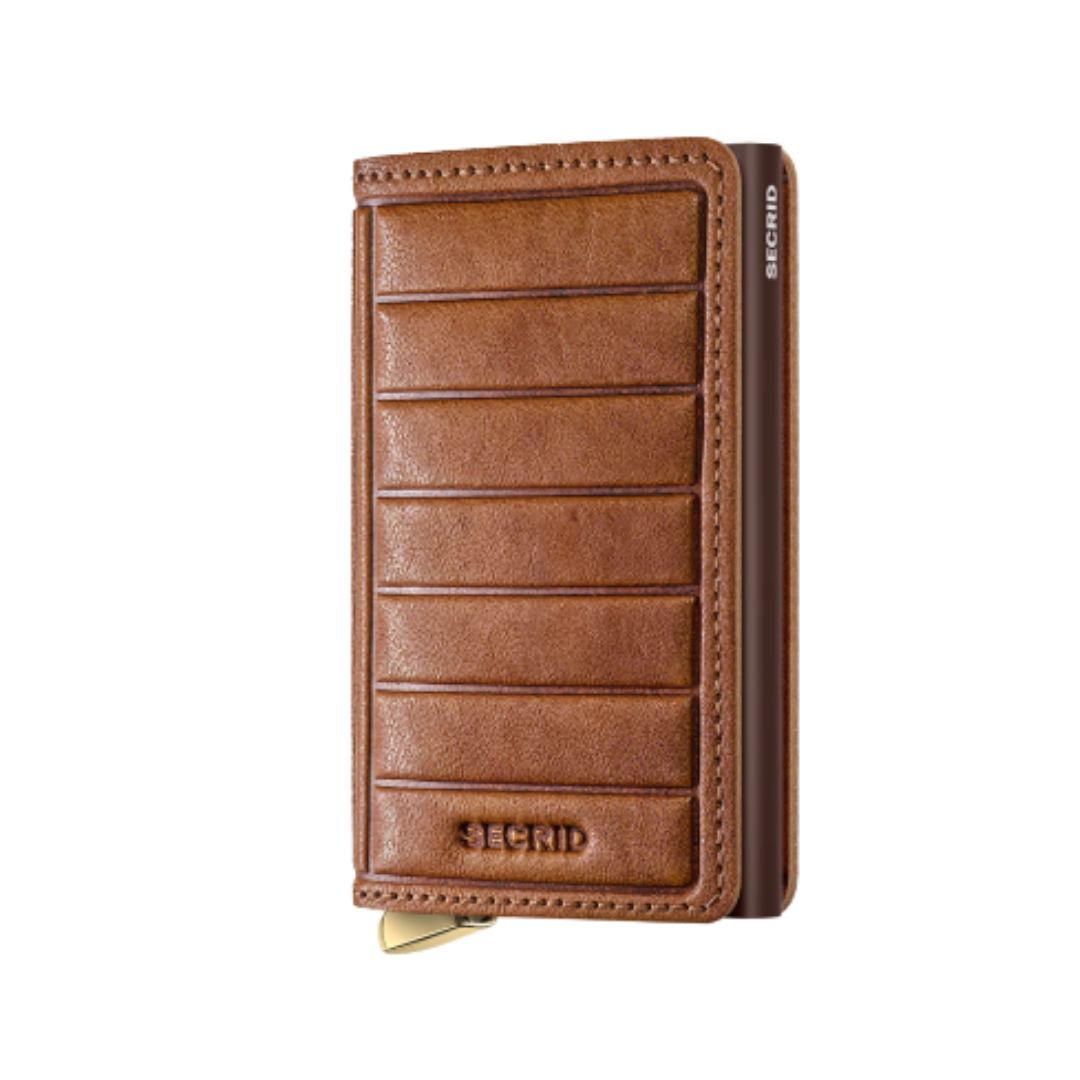 Premium Slimwallet - Cognac Embossed Lines