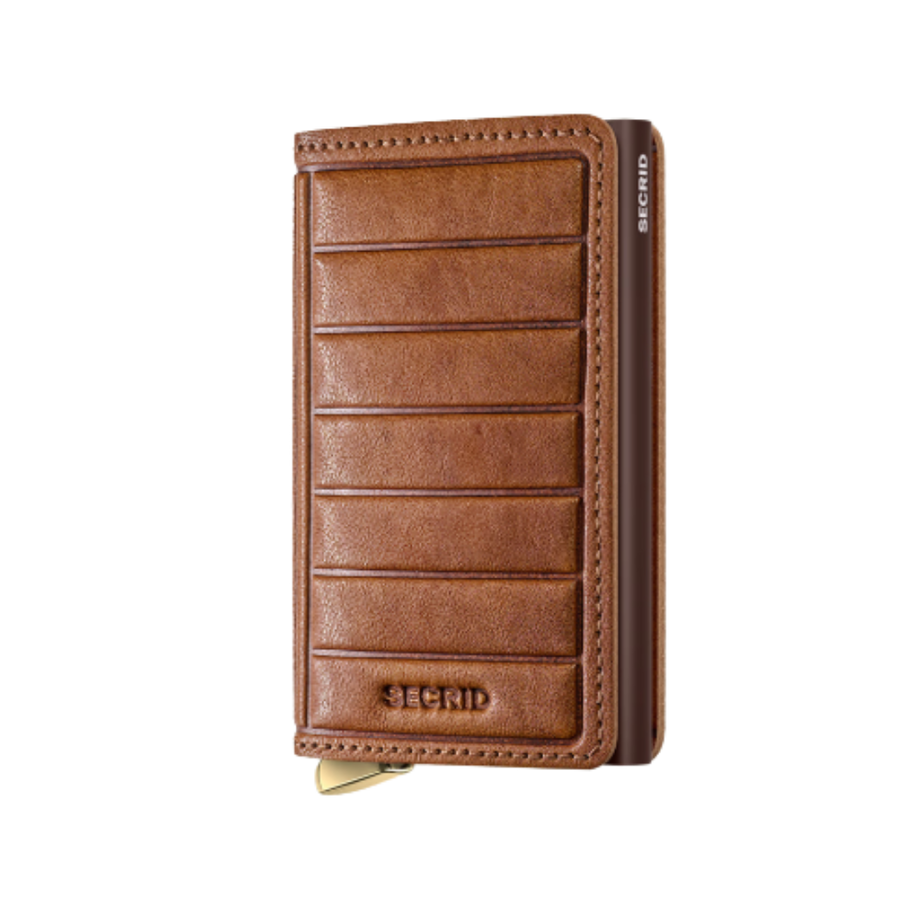 Premium Slimwallet - Cognac Embossed Lines