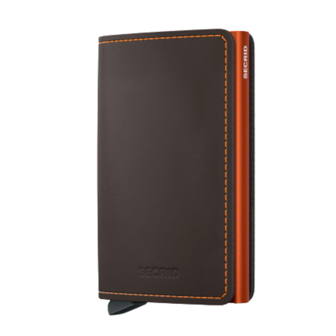 Slimwallet - Matte Truffle & Orange