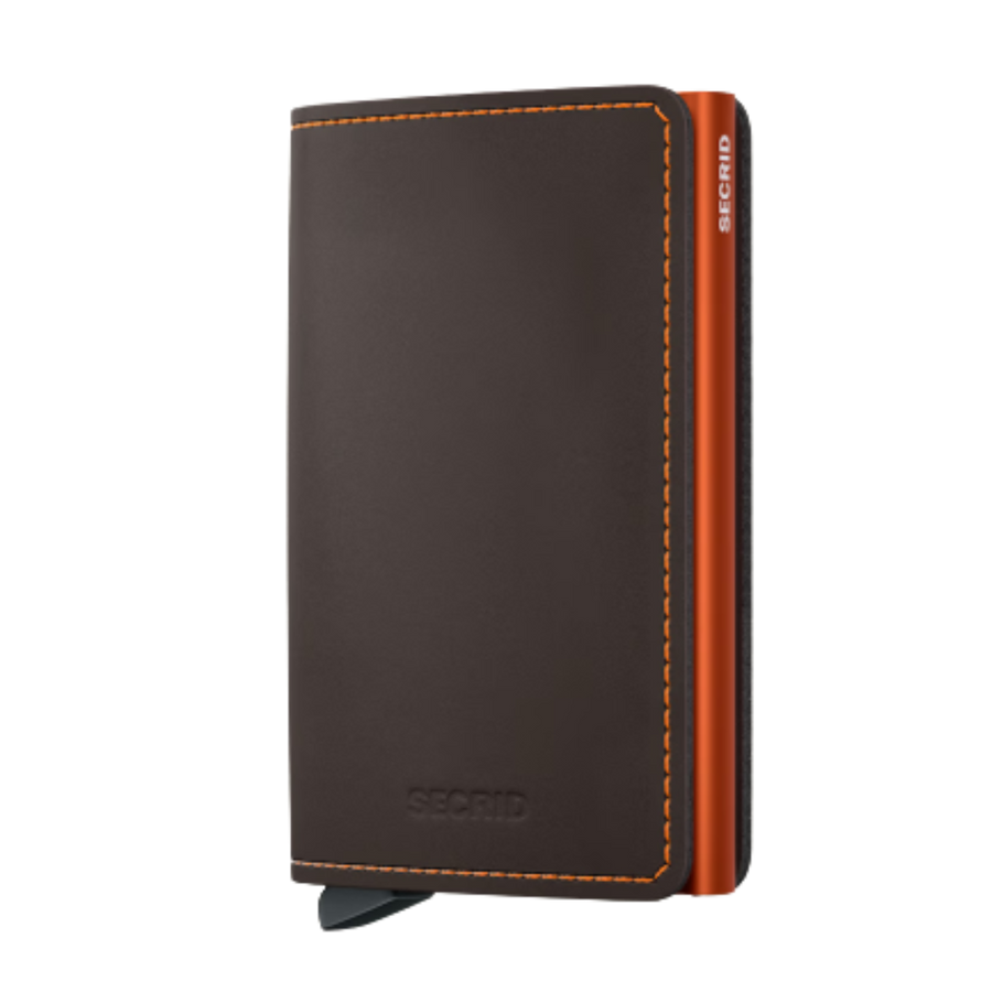 Slimwallet - Matte Truffle & Orange