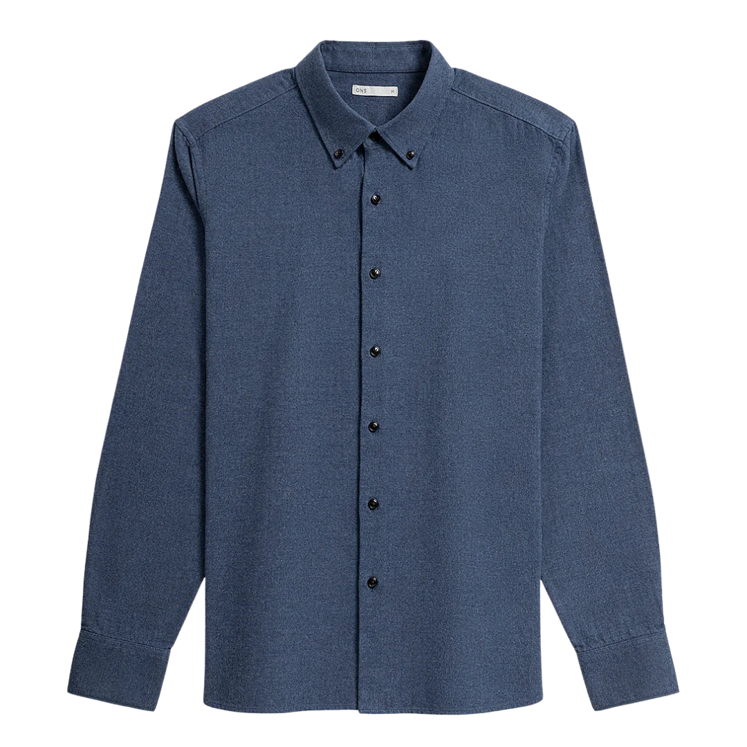 Fulton Heather Flannel Shirt - Dark Blue