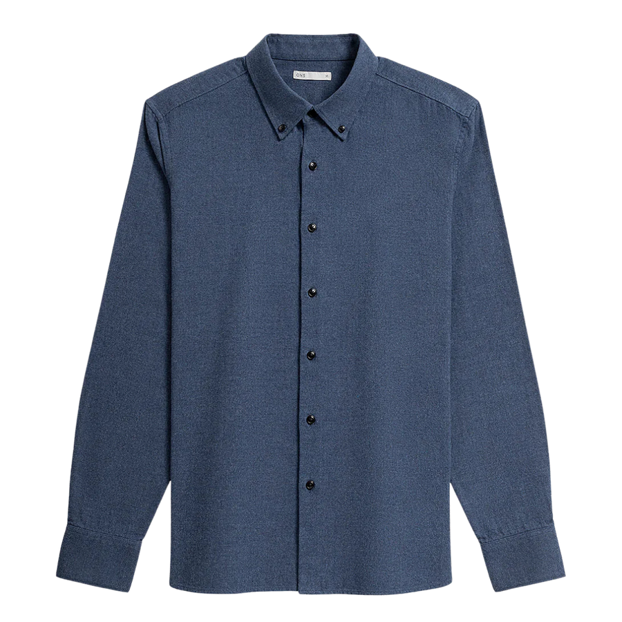 Fulton Heather Flannel Shirt - Dark Blue