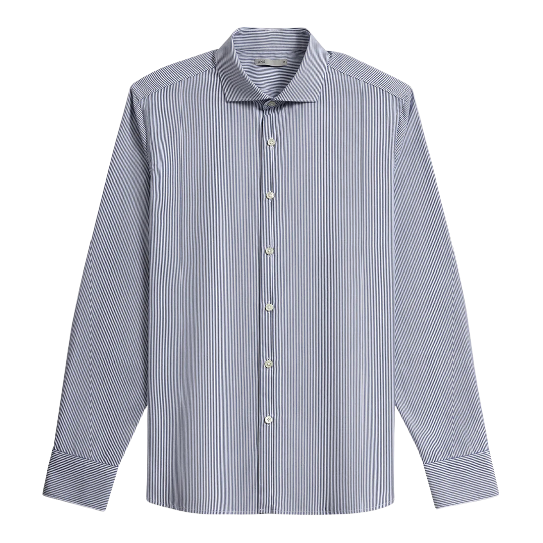 Arthur Bengal Stripe Shirt - Bright White & Mid Blue