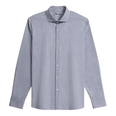 Arthur Bengal Stripe Shirt - Bright White & Mid Blue