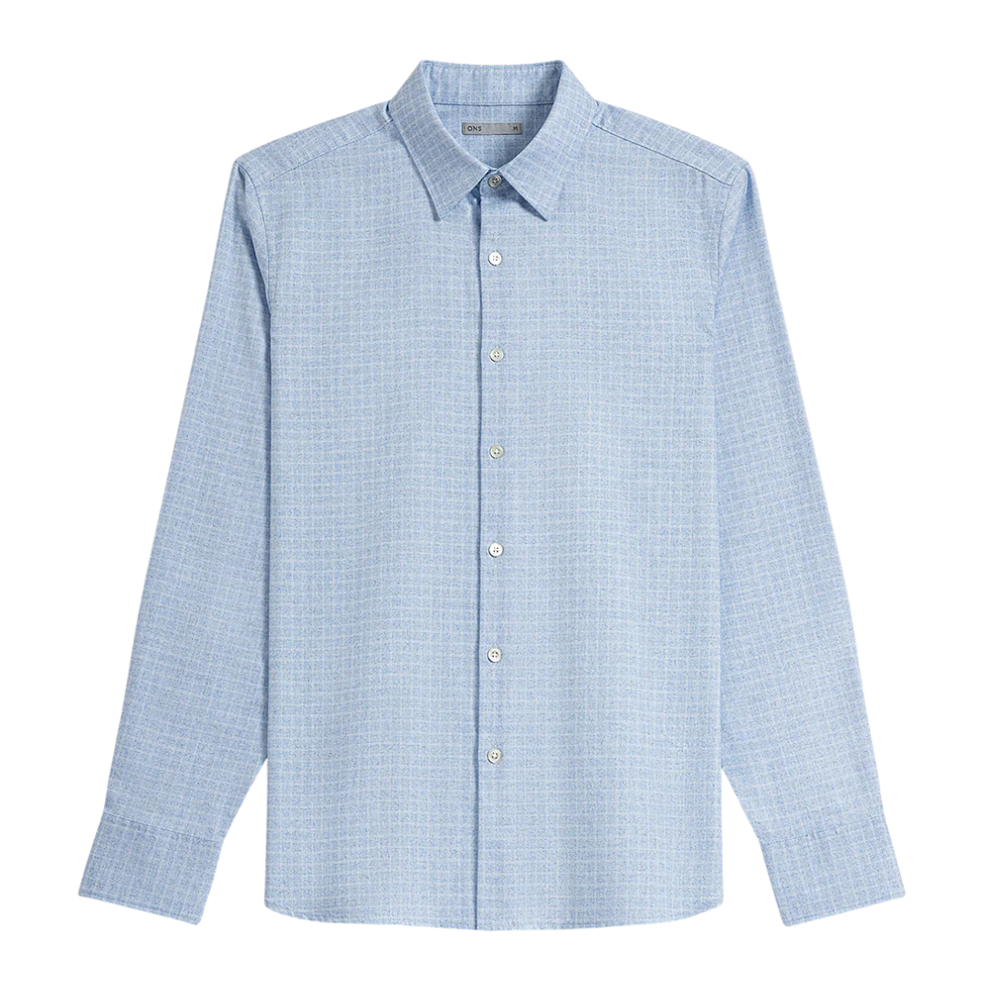 Arik Heather Gridcheck Shirt - Light Blue & White