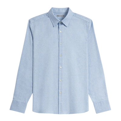 Arik Heather Gridcheck Shirt - Light Blue & White