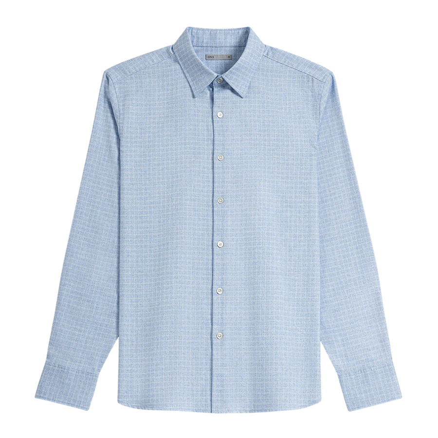 Arik Heather Gridcheck Shirt - Light Blue & White