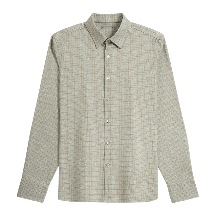 Arik Heather Gridcheck Shirt - Olive & Rosy Brown