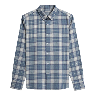 Fulton Flannel Check Shirt - Light Grey & Mid Blue