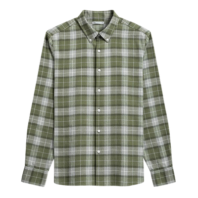 Fulton Flannel Check Shirt - Light Grey & Peat