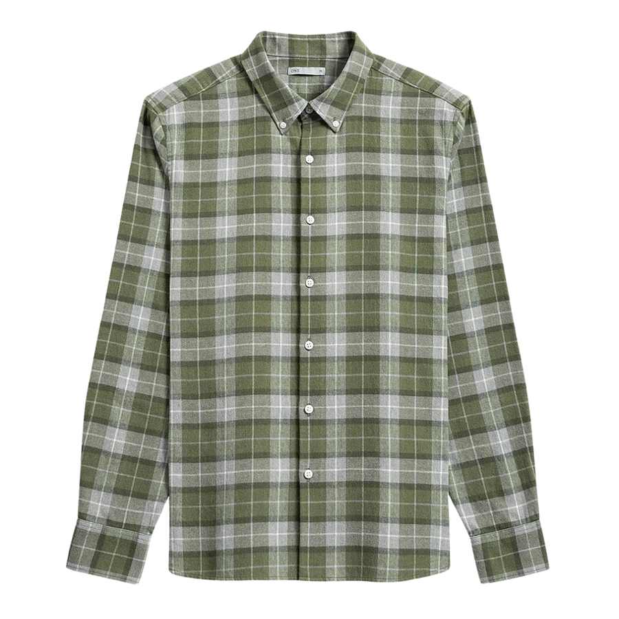 Fulton Flannel Check Shirt - Light Grey & Peat