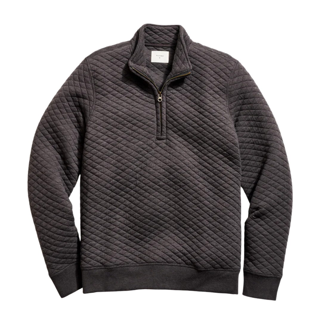 Diamond Quilt Half Zip - Black