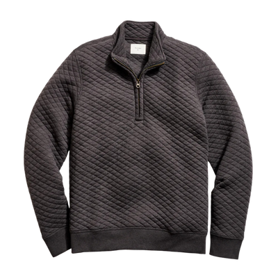 Diamond Quilt Half Zip - Black