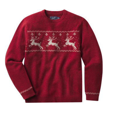 Reindeer Lambswool Sweater - Holiday Red