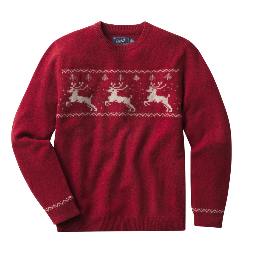 Reindeer Lambswool Sweater - Holiday Red