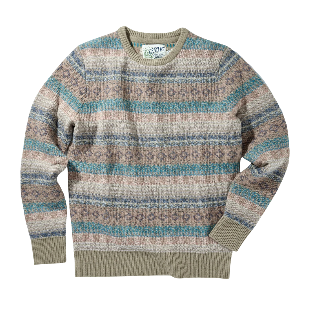 Sideout Fairisle Crew - Oatmeal Olive