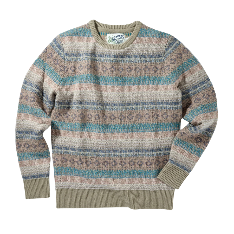 Sideout Fairisle Crew - Oatmeal Olive