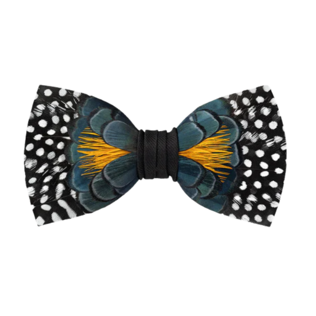 Owen's Town Bow Tie - Guinea & Pheasant Feathers