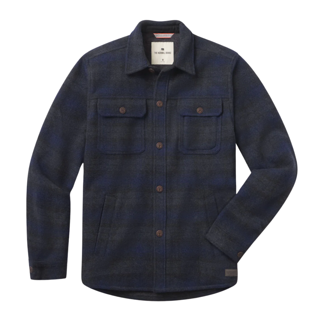 Brightside Flannel Lined Shacket - Navy Plaid