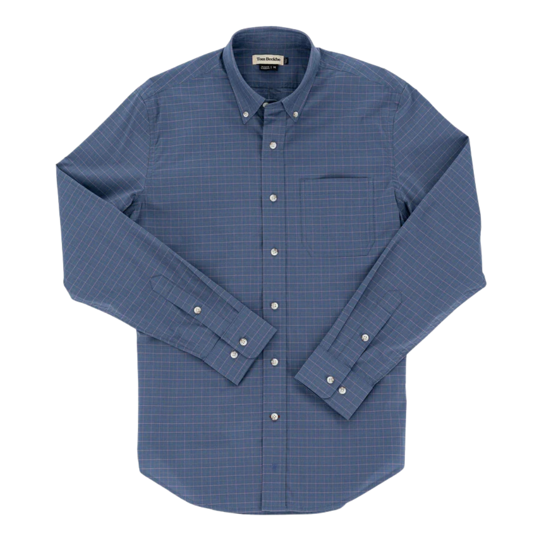 Powell Performance Sport Shirt - Slate Blue Check