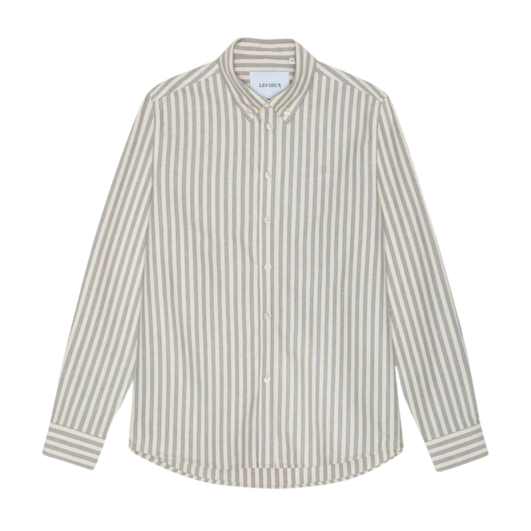 Konrad Striped Oxford Shirt - Eggnog White