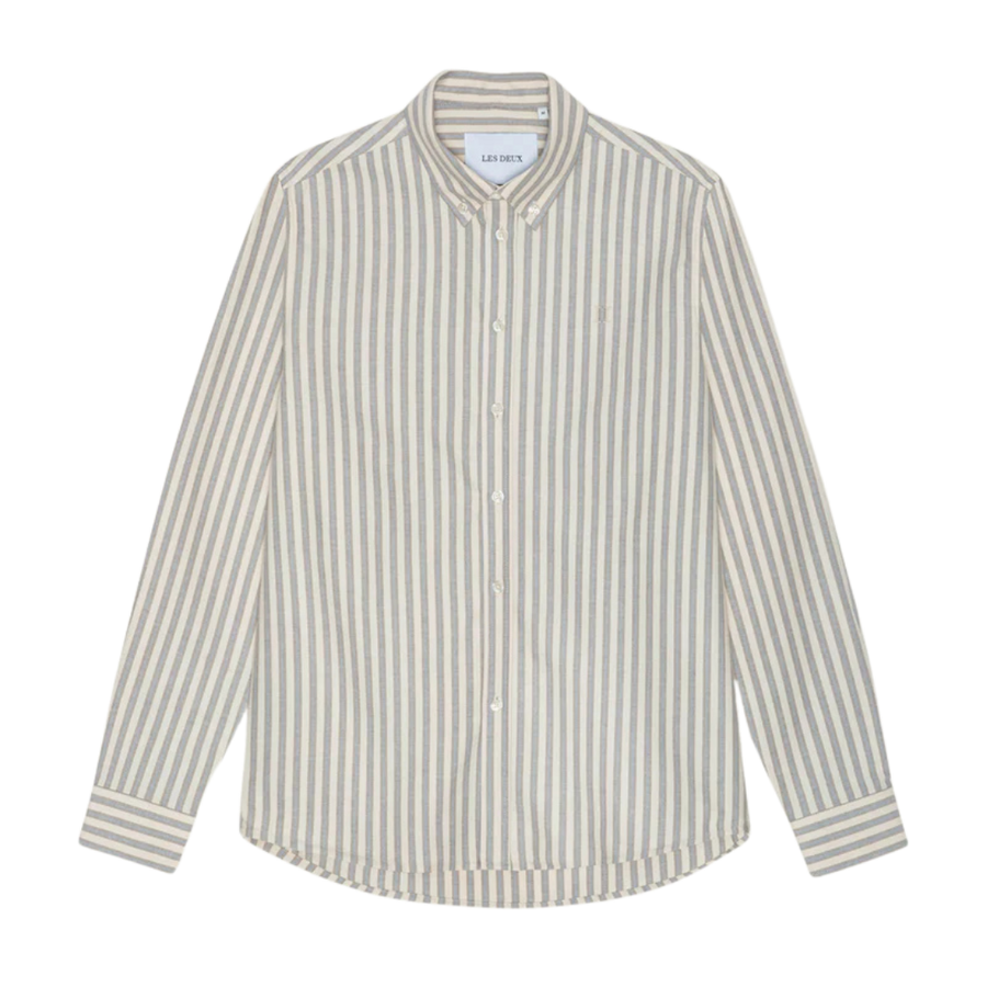 Konrad Striped Oxford Shirt - Eggnog White
