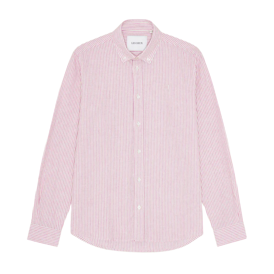 Konrad Stripe Cotton Linen Shirt - Crocus Pink