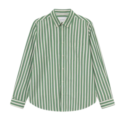 Kent Stripe Poplin Shirt - Juniper Green