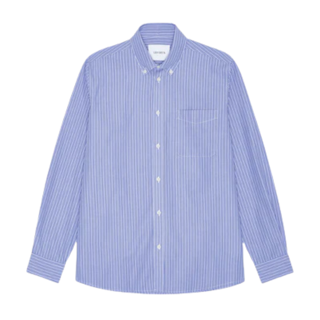Kent Stripe Poplin Shirt - Blue Fog