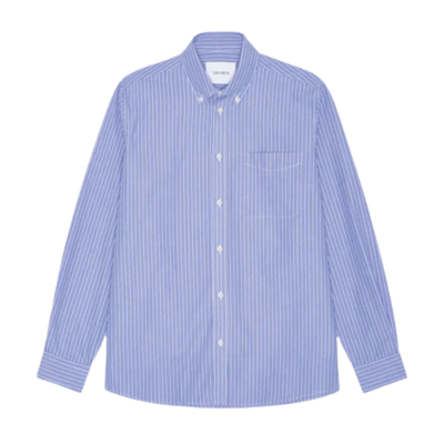 Kent Stripe Poplin Shirt - Blue Fog