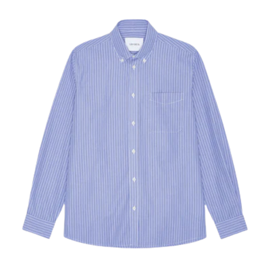 Kent Stripe Poplin Shirt - Blue Fog