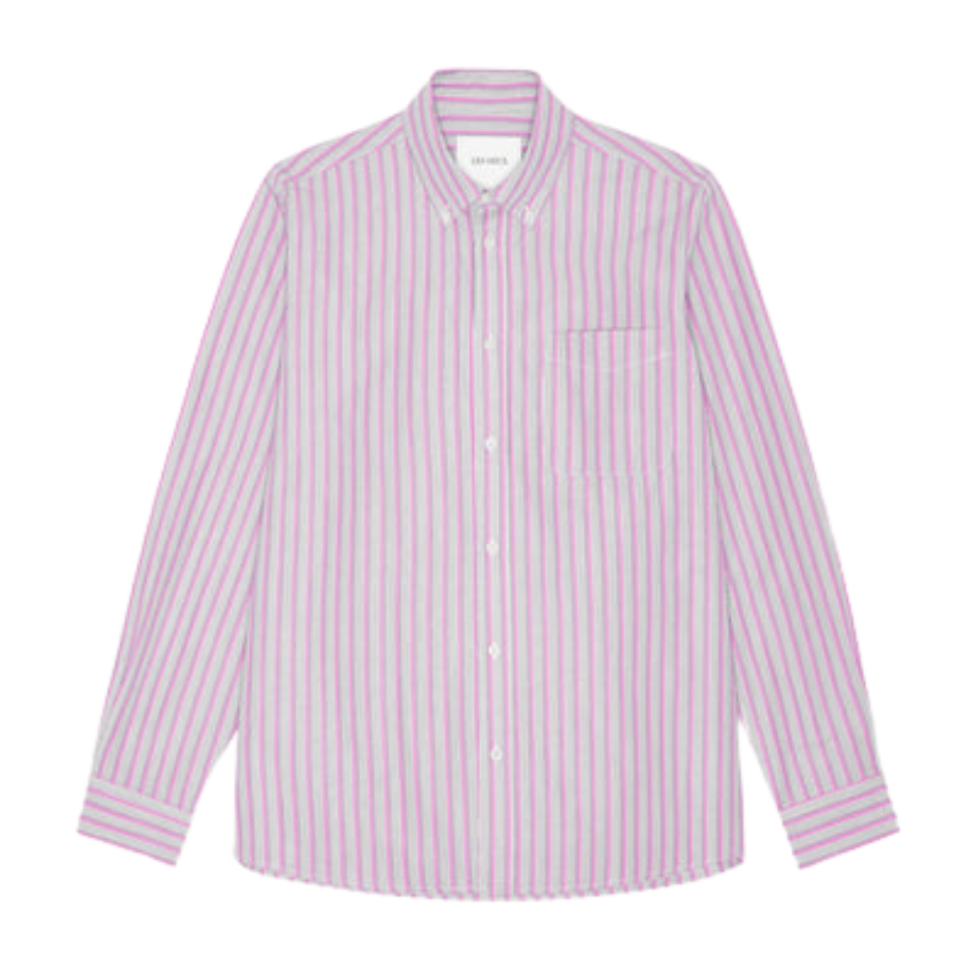 Kent Stripe Poplin Shirt - Crocus Pink