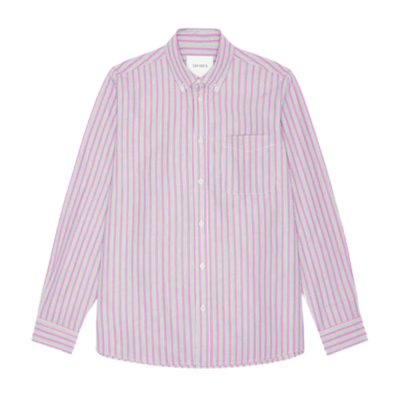 Kent Stripe Poplin Shirt - Crocus Pink