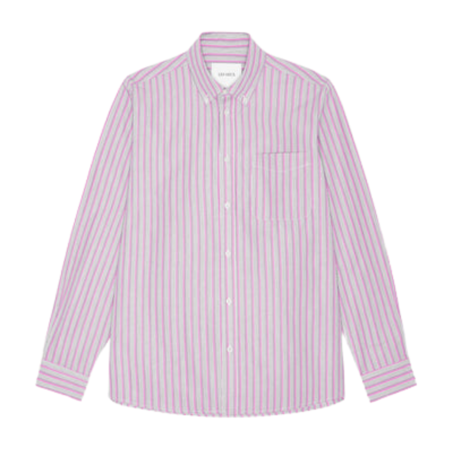 Kent Stripe Poplin Shirt - Crocus Pink