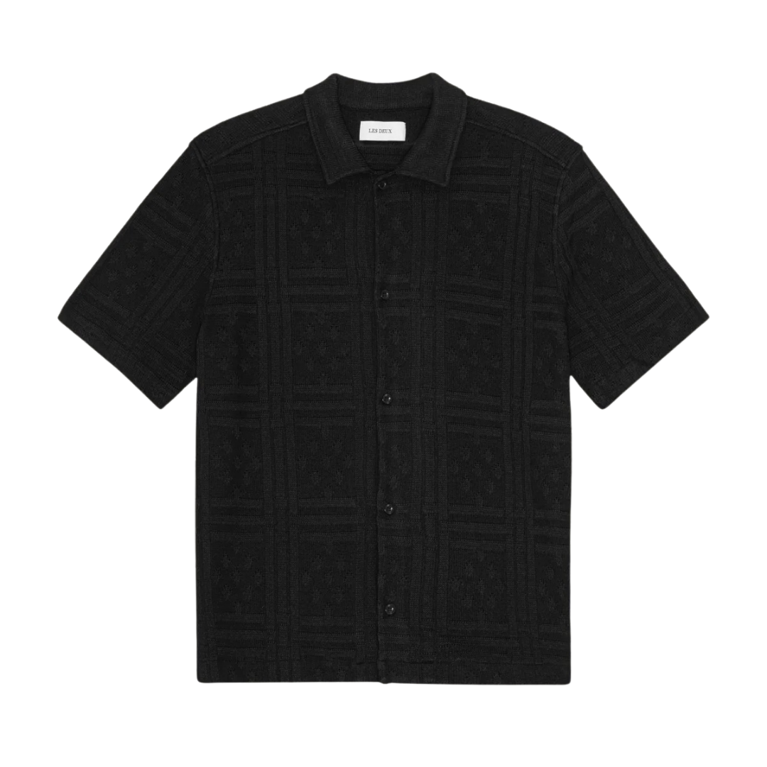 Hector Pointelle Short Sleeve Shirt - Black