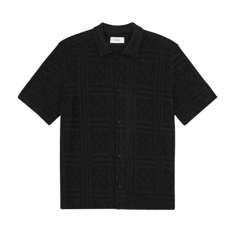 Hector Pointelle Short Sleeve Shirt - Black