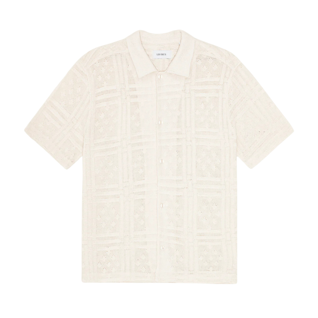 Hector Pointelle Short Sleeve Shirt - Eggnog White