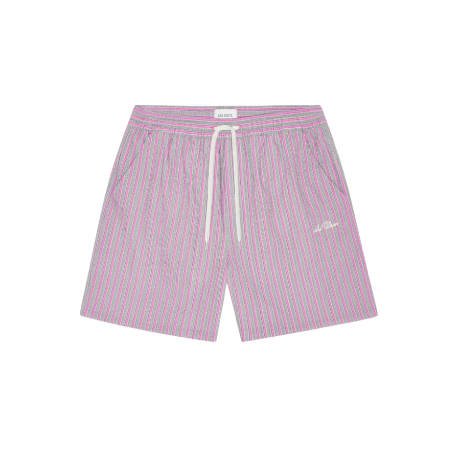 Stan Stripe Seersucker Swim Shorts - Crocus Pink