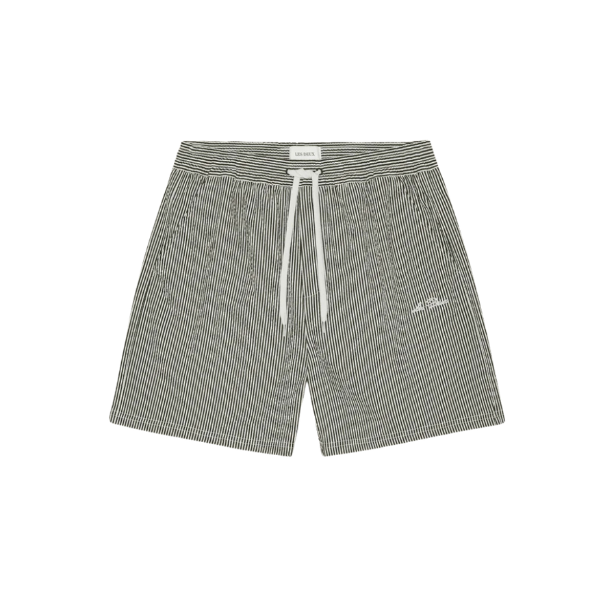 Stan Stripe Seersucker Swim Shorts - Black