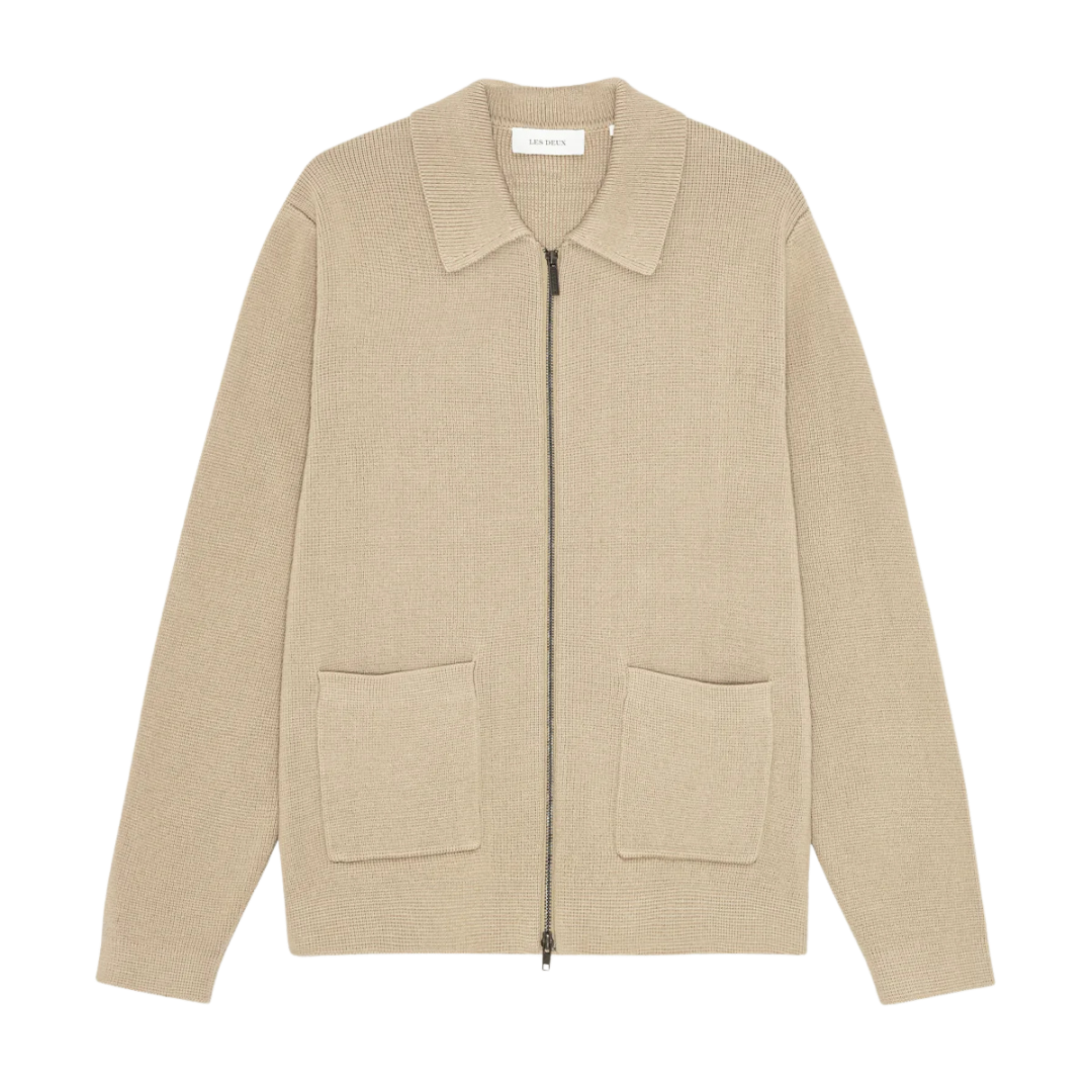 Fischer Cotton Milano Zip Overshirt - Dark Sand