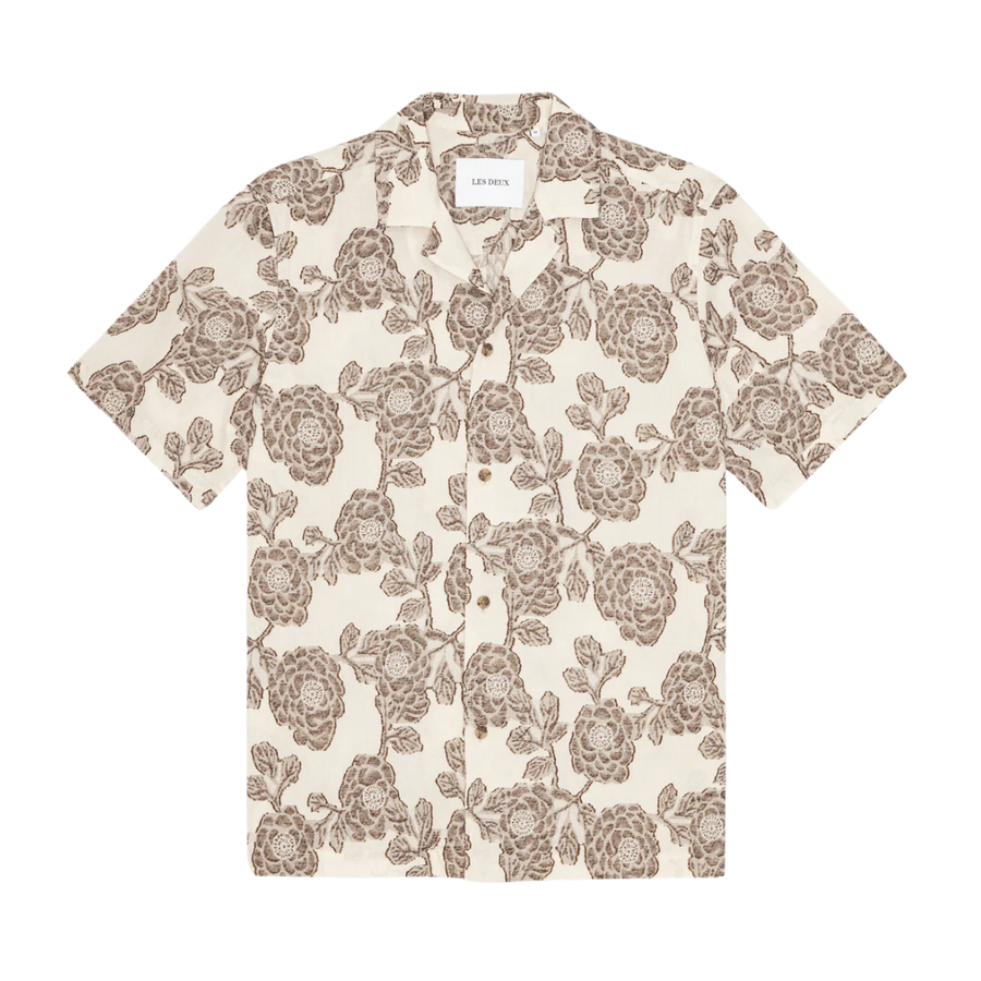 Lesley Flower Jacquard Short Sleeve Shirt - Ivory